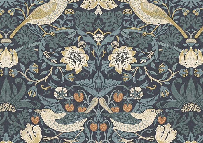 William Morris At Home Strawberry Thief, Indigo - Twist&Fit Roller Blind - Image 6